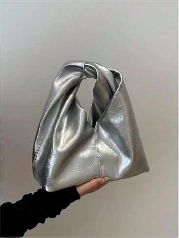 GORGLITTER Women's Clutch Bags Metallic Twist Ruched Top Handle Bag PU Leather Handbags in Saudi Arabia