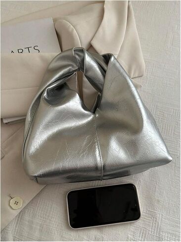 GORGLITTER Women's Clutch Bags Metallic Twist Ruched Top Handle Bag PU Leather Handbags in Saudi Arabia