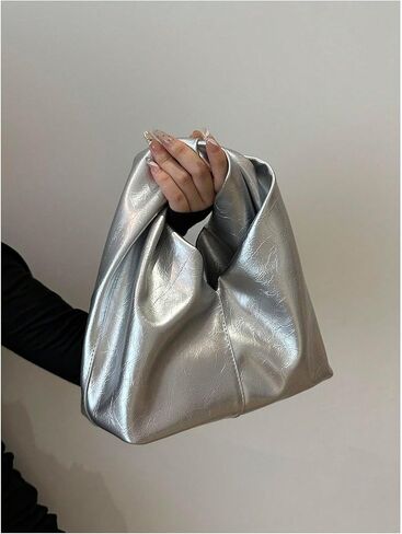 GORGLITTER Women's Clutch Bags Metallic Twist Ruched Top Handle Bag PU Leather Handbags in Saudi Arabia