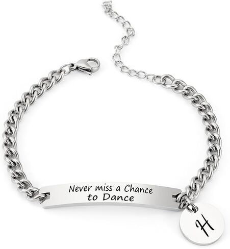 Eilygen Dancer Gift Dance Bracelet Bangle Never Miss a Chance to Dance Initial Stainless Steel Bracelet for Dancer in Saudi Arabia