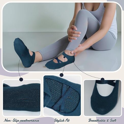Pilates Socks with Grips for Women – Non-Slip Grip Socks for Pilates, Yoga, Barre & Dance in Saudi Arabia