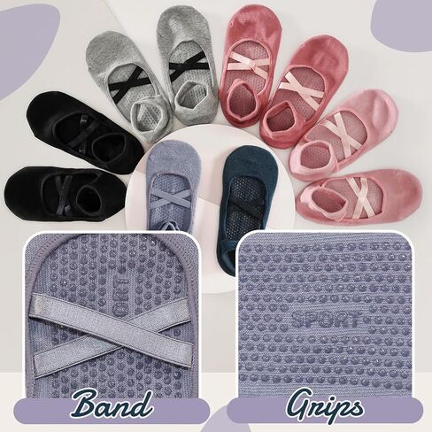 Pilates Socks with Grips for Women – Non-Slip Grip Socks for Pilates, Yoga, Barre & Dance in Saudi Arabia
