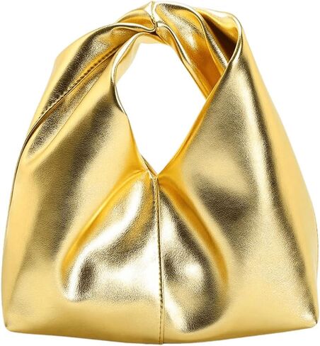 GORGLITTER Women's Clutch Bags Metallic Twist Ruched Top Handle Bag PU Leather Handbags in Saudi Arabia