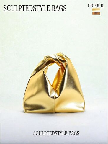 GORGLITTER Women's Clutch Bags Metallic Twist Ruched Top Handle Bag PU Leather Handbags in Saudi Arabia