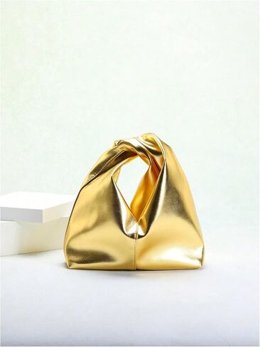 GORGLITTER Women's Clutch Bags Metallic Twist Ruched Top Handle Bag PU Leather Handbags in Saudi Arabia