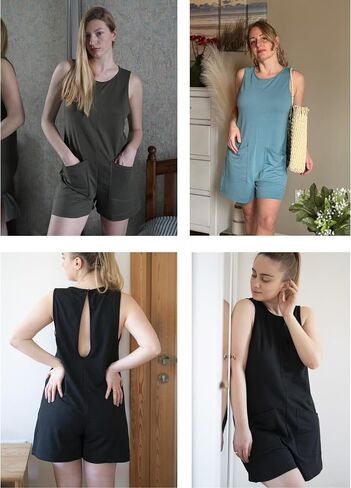 Ekouaer Womens Romper Summer Sleeveless Jumpsuit Casual Short Overalls with Pocket 2025 in Saudi Arabia