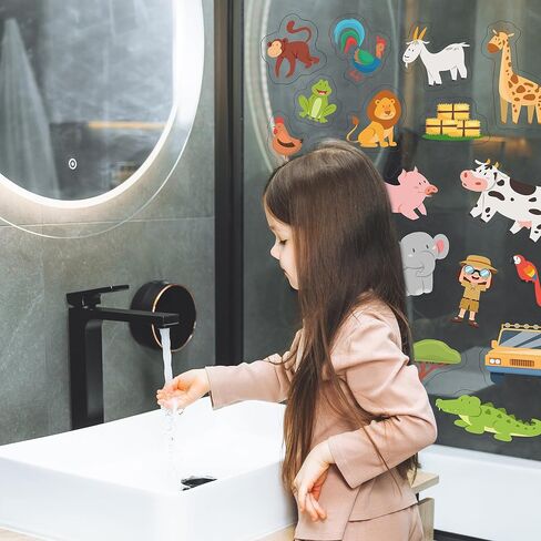Gel Clings Window Decals Stickers for Kids Toddlers Window Stickers Window Clings Removable Reusable Nursery Room Classroom Party Supplies Safari and Farm Animal 28 Pcs in Kuwait