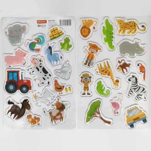 Gel Clings Window Decals Stickers for Kids Toddlers Window Stickers Window Clings Removable Reusable Nursery Room Classroom Party Supplies Safari and Farm Animal 28 Pcs in Kuwait