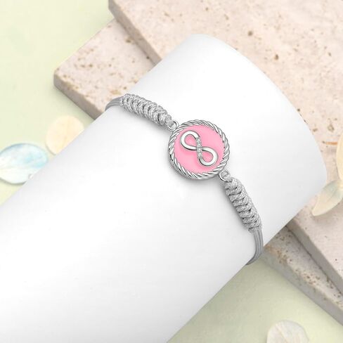 JENDEAR SHINE 925 Silver Bracelet for Women, Enamel Pendant with Adjustable Handmade Rope Chain, Birthday Gift for Women in Kuwait