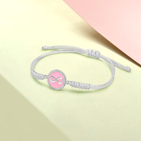 JENDEAR SHINE 925 Silver Bracelet for Women, Enamel Pendant with Adjustable Handmade Rope Chain, Birthday Gift for Women in Kuwait