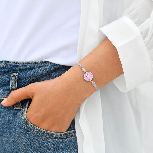 JENDEAR SHINE 925 Silver Bracelet for Women, Enamel Pendant with Adjustable Handmade Rope Chain, Birthday Gift for Women in Kuwait