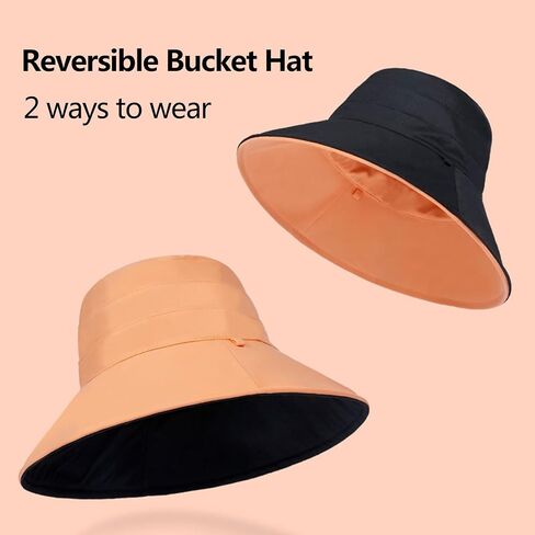 Peicees Reversible Bucket Hat with Wide Brim Sun Protection Hat for Women UPF 50+ UV Sunshade Hat Beach Travel Hiking Garden in Saudi Arabia
