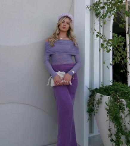 Women's Sheer Mesh Off Shoulder Maxi Dress Y2K Bodycon Gown for Club Party Wedding Evening Outfits in Kuwait