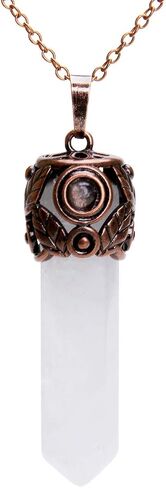 Bivei Retro Brass Brass Chakra Netclace Stenaxagonal Prism Gemstone Quartz Crystal Stone Stone in Kuwait