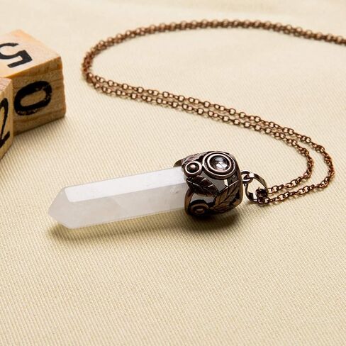 Bivei Retro Brass Brass Chakra Netclace Stenaxagonal Prism Gemstone Quartz Crystal Stone Stone in Kuwait