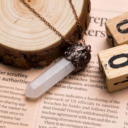 Bivei Retro Brass Brass Chakra Netclace Stenaxagonal Prism Gemstone Quartz Crystal Stone Stone in Kuwait