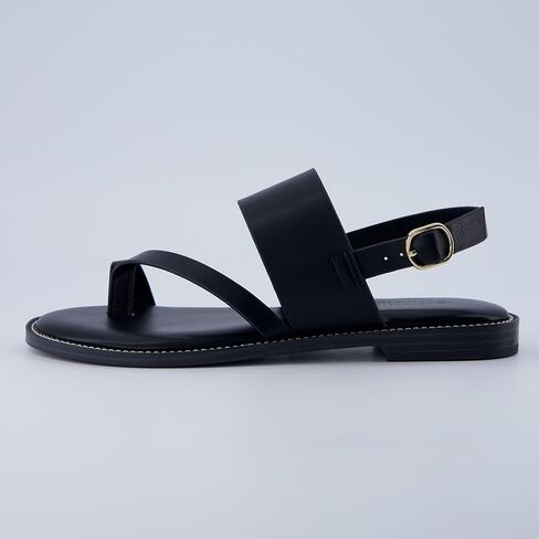CUSHIONAIRE Leader Women’s Strappy Sandal – Premium Faux Leather Toe Loop Flat with Adjustable Ankle Strap & Cushioned Footbed in Saudi Arabia