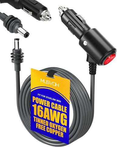 for Starlink Mini 12V DC Power Cable Cigarette Lighter Adapter 12FT/3.6M, 16AWG Heavy Duty Car Charger for Starlink Mini Accessories, Car Power Cord with On/Off Switch in Kuwait