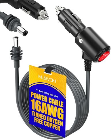 for Starlink Mini 12V DC Power Cable Cigarette Lighter Adapter 12FT/3.6M, 16AWG Heavy Duty Car Charger for Starlink Mini Accessories, Car Power Cord with On/Off Switch in Kuwait