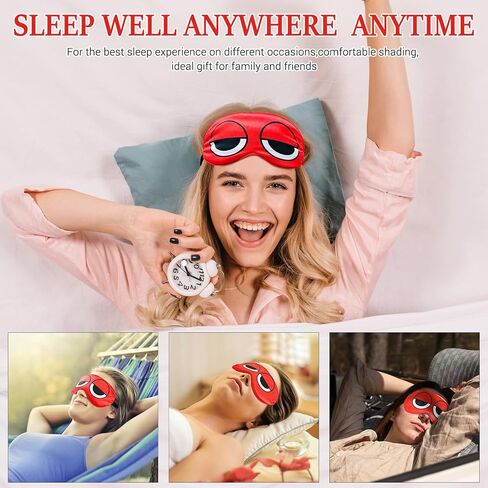 Silk Sleep Mask Cartoon Red Blindfold Eye Mask Adjustable Travel Mask Eyeshade for Sleep Over Slumber Pajama Party Supplies Birthday Gifts for Boys Girls Men Women in Saudi Arabia