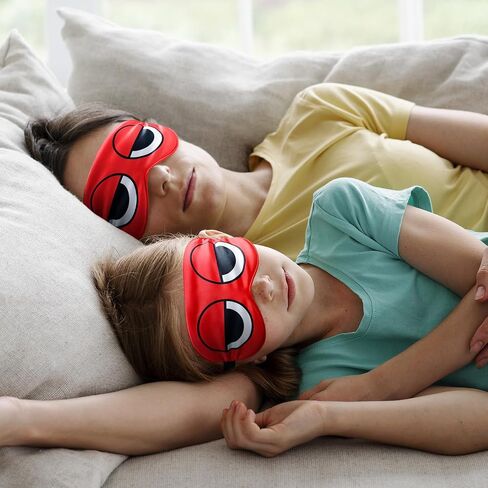 Silk Sleep Mask Cartoon Red Blindfold Eye Mask Adjustable Travel Mask Eyeshade for Sleep Over Slumber Pajama Party Supplies Birthday Gifts for Boys Girls Men Women in Saudi Arabia