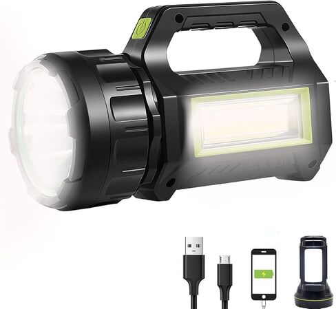LED Searchlights Handheld Lantern, 13000LM 2 Modes USB Rechargeable LED Flashlights, High Power Outdoors Camping Hunting Lamp, Portable Spotlight Work Light for Indoor Outdoor Emergency in Saudi Arabia