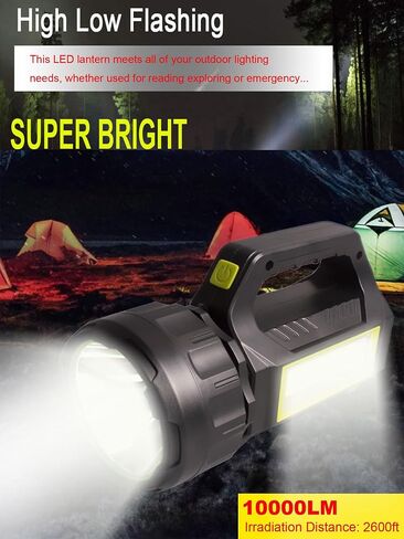 LED Searchlights Handheld Lantern, 13000LM 2 Modes USB Rechargeable LED Flashlights, High Power Outdoors Camping Hunting Lamp, Portable Spotlight Work Light for Indoor Outdoor Emergency in Saudi Arabia