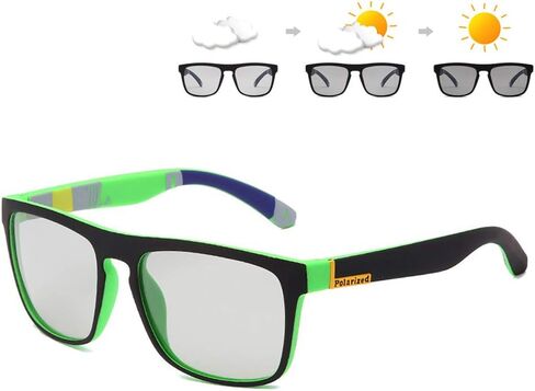 Photochromic Polarized Driving Sunglasses Men Square Matte Frame Eyewear Outdoor Sport Cycling UV Protection Glasses in Saudi Arabia