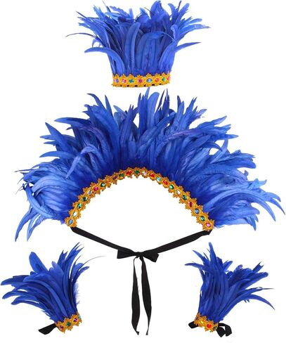 Crystal Brick Feather Shawl and 1 Pair of Wrist Cuffs and 1 Headpiece for Mardi Gras Cape Costumes Accessories in Kuwait