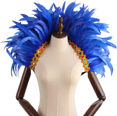 Crystal Brick Feather Shawl and 1 Pair of Wrist Cuffs and 1 Headpiece for Mardi Gras Cape Costumes Accessories in Kuwait