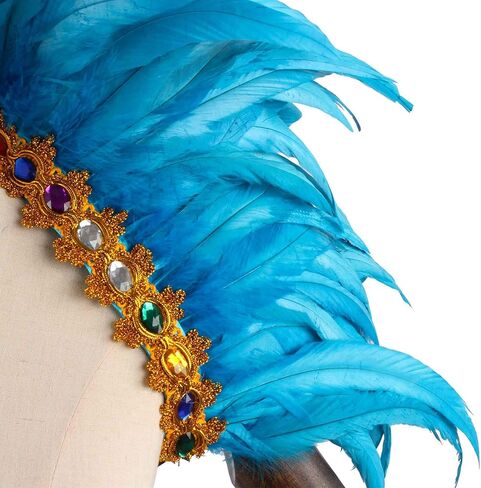 Crystal Brick Feather Shawl and 1 Pair of Wrist Cuffs and 1 Headpiece for Mardi Gras Cape Costumes Accessories in Kuwait