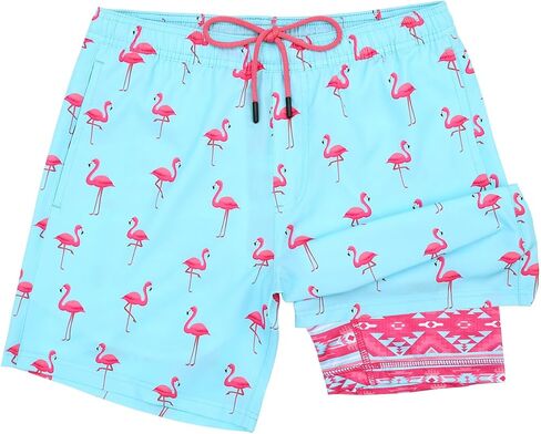 Mens Swim Trunks with Compression Liner,7 Inch Quick Dry Swim Shorts, Board Shorts,Beach Swimwear in Kuwait