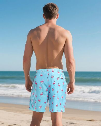 Mens Swim Trunks with Compression Liner,7 Inch Quick Dry Swim Shorts, Board Shorts,Beach Swimwear in Kuwait