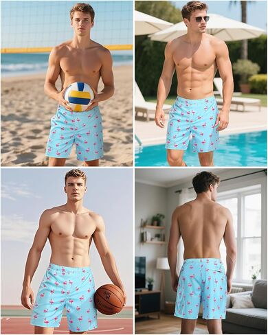 Mens Swim Trunks with Compression Liner,7 Inch Quick Dry Swim Shorts, Board Shorts,Beach Swimwear in Kuwait