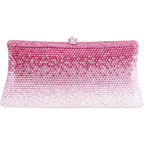 Clutch Purse, Small Size Evening Handbag, Rhinestone Money Bag for Cocktail Prom Party Wedding Date (Hot Pink)