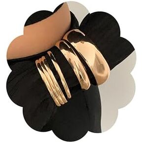 Jumwrit 6pcs Chunky Bangle Bracelets Set for Women Dainty Stackable Wide Wrist Cuff Wrap Bracelet Trendy Statement Thick Bracelets Jewelry Gift