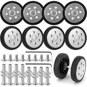 8 Pcs Luggage Wheels Replacement, 60mm/2.36in Wear-Resistant Spare Suitcase Wheels Replacement Luggage Repair Parts Kit for Double Tires, V-A4