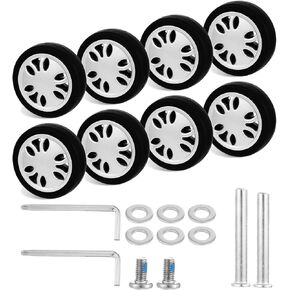 8PCS Luggage Wheels Replacement Set 2 inch TPU Rubber Wheel Convenient Upgrade Sets Smooth Silent for Suitcase Spinner Trolley Bag Drawbar Travel Box Caster Repair