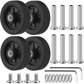 4pcs Luggage Wheels Replacement OD 50mm, Rubber Repair Suitcase Swivel Casters, Wear Resistant Mute Parts Black, EAC5
