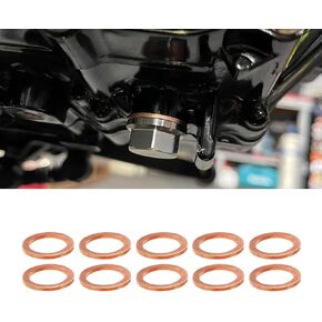 ASUBHA 10pcs حشية موسع تصريف الزيت ، غسالة سحق الصرف الصحي للزيت ، غسالة غسالة الصرف الزيت استبدال الأختام ، حشوات بوسطة زيت النحاس 14 ملم متوافقة مع جزء OEM PN 007603-014106 (10pcs)