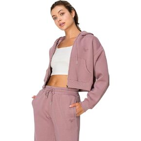 CALI1850 Women's Cloud Nine Fleece Hoodie zip zip-صديق مريح ، غطاء محرك مزدوج الطبقة ، الأصفاد المضلعة والتنحنح