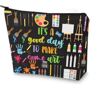 WZMPA Artist Painters Cosmetic Bag Art Teacher Gift It's A Good Day To Make Some Art Travel Zipper Pouch Bag For Art Teacher Student (Make Some Art)