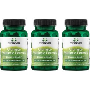 Swanson Ultimate Probiotic Formula Digestive Health Immune System Support 66 Billion CFU Prebiotic NutraFlora scFOS 30 DRcaps Veggie Capsules (Caps) (3 Pack)