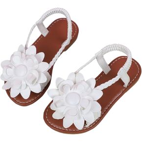 Verdusa Girl's 3D Flower Sandals Open Toe Ankle Strap Flat Vacation Sandals