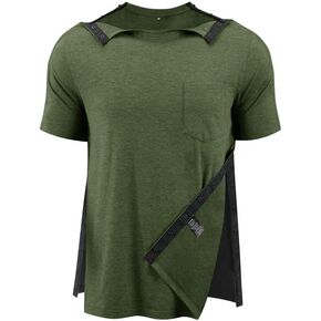 Post Shoulder Surgery Shirts for Men Full Snap Open Tear Away Short Sleeve T Shirt Chemo Port Access Tee Rotator Cuff Surgery in Saudi Arabia