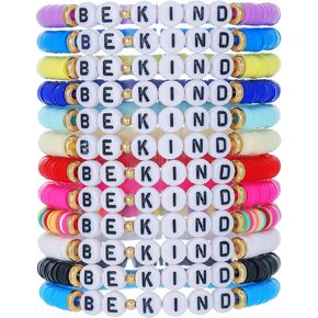 Friendship Bracelets for Women, Inspirational Preppy Bracelets Stackable, Best Friend bracelet Set, Colorful Heishi Clay Beaded Bracelets for Women