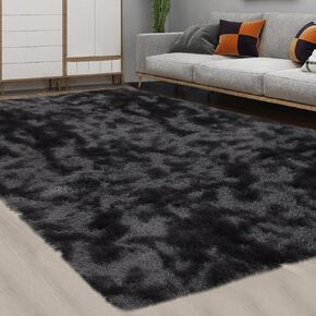 CAROMIO Shag Fluffy Area Rug Modern Indoor Plush 8' x 10' Extra Soft and Comfy Shaggy Carpet for Bedroom Living Room Girls Kids Nursery, Black