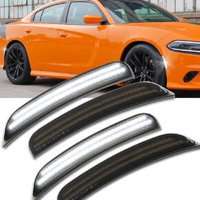 LED Side Marker Lights Compatible with 2015-2023 Dodge Charger, 4PCS Front & Rear LED Fender Light White Parking Side Bumper Marker Lamp for Charger SXT/GT R/T Scatpack SRT Hellcat Redeye
