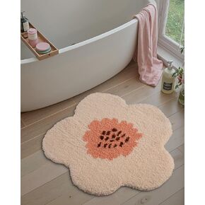 LUMI Cute Bathroom Rugs with Green Leaf Plant, Soft, Fluffy, Plush, Absorbent, Quick Dry, Non Slip, Machine Washable for Shower Floor, Bathroom, Bedroom,Kids Room, 23.5"x31.5", Monstera