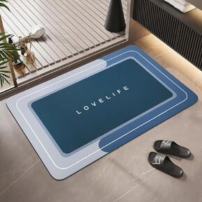 Bath mat Rubber Bathroom Mat-Quick Dry Absorbent Rug Non-Slip Thin Bathroom Rug Instant Dry Magic Bath mats for Bathroom Floor Mat in Front of Bathtub, Sink, Grey,17x27in